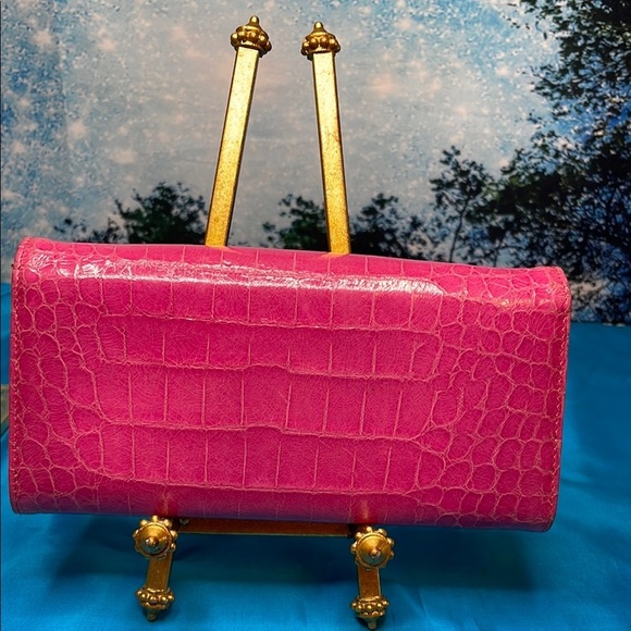 Miu Miu Pink Crocodile Embossed Wallet - Picture 2 of 16